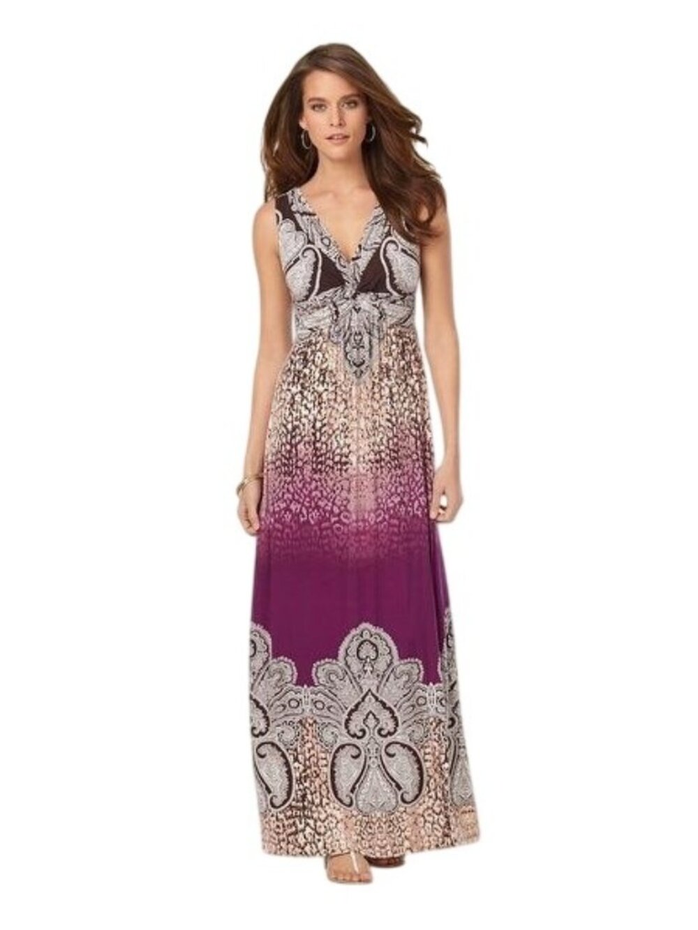 Soma Henna Paisley Sleeveless Maxi Dress Purple Size XL NWT Boho Loungewear Boho